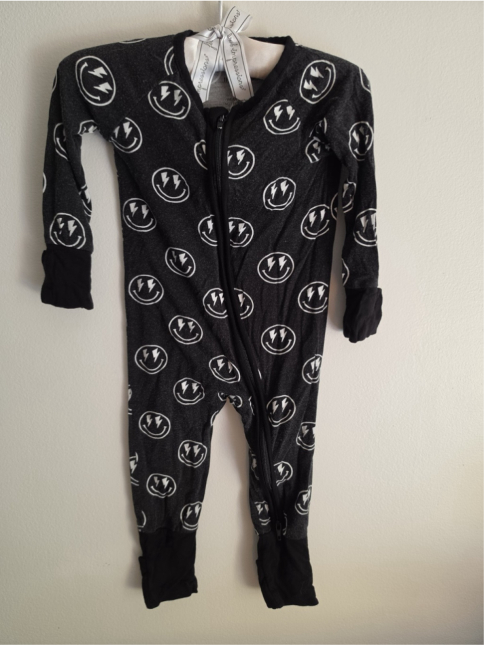 Little One Shop Onyx Lightening Smiley Bamboo Sleeper Pajamas 3-6 Months